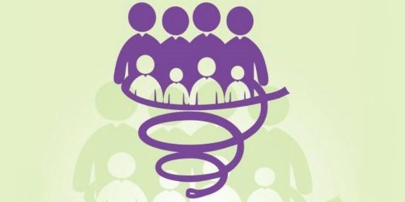 Imagem de um Pictograma de pessoas com crianças na frente.