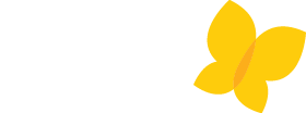 Imagem ilustrativa do logo da fundação Alana. A esquerda é exibida a palavra Alana e a sua frente a uma borboleta com as asas abertas na cor Amarela.